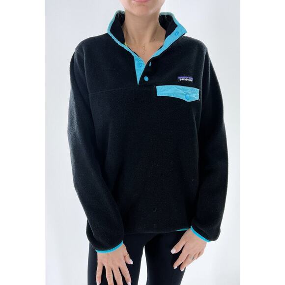 Vintage Patagonia Black Synchilla Snap-T Pullover Fleece Sweatshirt Size Small - Picture 2 of 5